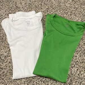 J Crew Fitted Green and White T-Shirts